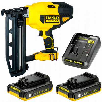 Цвяхозабивач Stanley FatMax, 18V, цвяхи 1.6/64 мм, 2.6 кг, 2x2Ah, ЗП, кейс (FMC792D2)