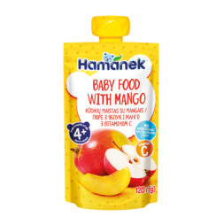 Дитяче пюре Hamanek Pouch яблоко и манго, 120 г (8595139780425)