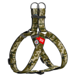 Шлея для собак WAUDOG Nylon з QR паспортом &quot;Мілітарі&quot; пластиковий фастекс XL (324-4026)