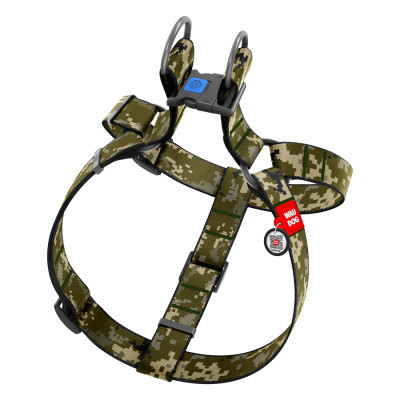 Шлея для собак WAUDOG Nylon з QR паспортом &quot;Мілітарі&quot; пластиковий фастекс XL (324-4026)