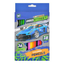 Олівці кольорові Yes Street racing 18 шт. 36 кольорів (290488)