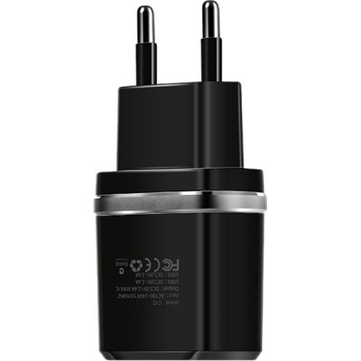 Зарядний пристрій HOCO C12 Smart dual USB (Micro cable)charger set Black (6957531064114)