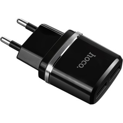Зарядний пристрій HOCO C12 Smart dual USB (Micro cable)charger set Black (6957531064114)