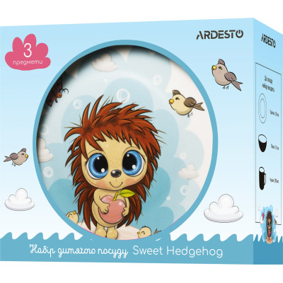 Комплект посуду Ardesto Sweet Hedgehog порцеляна 3 предмети (AR3455HS)