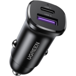 Зарядний пристрій Ugreen 2xUSB 30W (USB-A + USB-C) QC 4.0 Сіра (EC305) (25845)