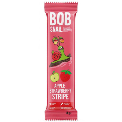 Цукерка Bob Snail Равлик Боб Яблуко Полуниця, страйп, 14 г (4820206080721)