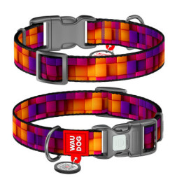 Нашийник для тварин WAUDOG Nylon з QR паспортом &quot;Куби 3Д&quot; пластиковий фастекс S (280-4057)
