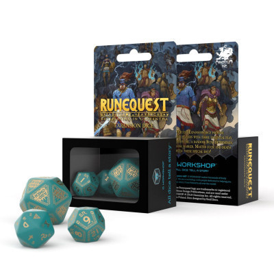 Набір кубиків для настільних ігор Q-Workshop RuneQuest Turquoise gold Expansion Dice (3 шт.) (SRQE97)