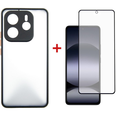 Чохол до мобільного телефона Dengos Xiaomi Redmi Note 14 4G Matte + glass (Black) (DG-KM-135)