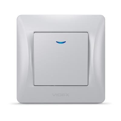 Вимикач Videx BINERA 1кл з підсвічуванням срібний (VF-BNSW1L-SS)