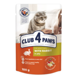 Вологий корм для кішок Club 4 Paws в желе з кроликом 100 г (4820083908903)
