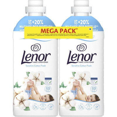 Кондиціонер для білизни Lenor Для чутливої шкіри Свіжість бавовни 2 х 1.239 л (8700216880824)