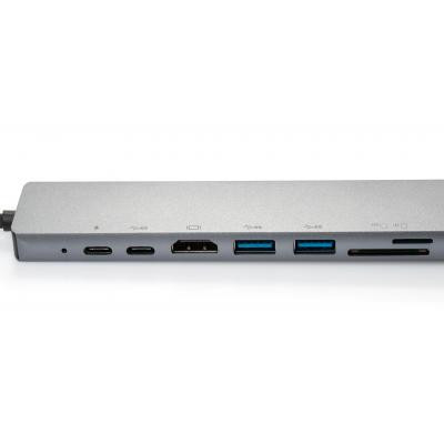 Концентратор Vinga Type-C to 4K HDMI+2*USB3.0+GigabitLAN+SD+PD+USB-C SS aluminium (VCPATC2U3CRLNHIPDGR)