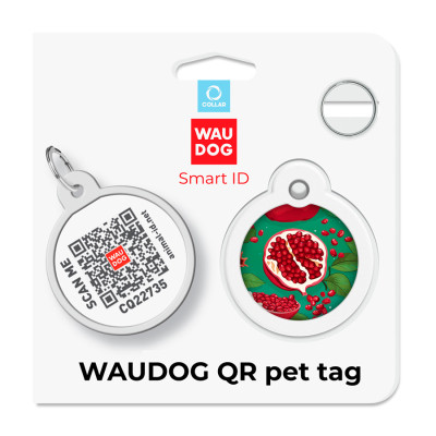 Адресник для тварин WAUDOG Smart ID з QR паспортом &quot;Гранати&quot;, коло 30 мм (230-4052)
