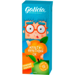 Сік дитячий Galicia Мультифруктовий з м'якоттю із суміші фруктів 200 мл (4820209563535)
