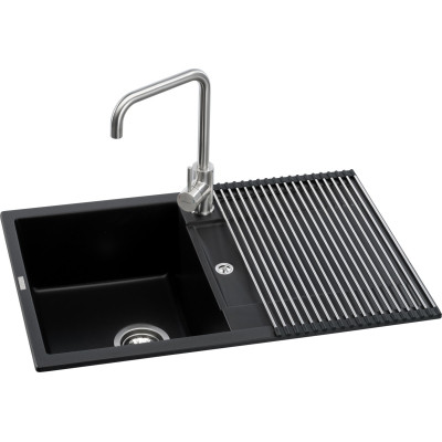 Мийка кухонна GRANADO комплект VALENCIA black shine_чаша ліворуч (ksg0701L)