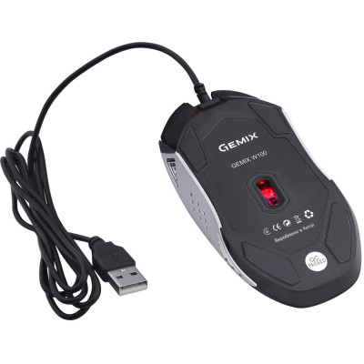 Мишка Gemix W100 USB Black/Gray + ігрова поверхня (W100Combo)