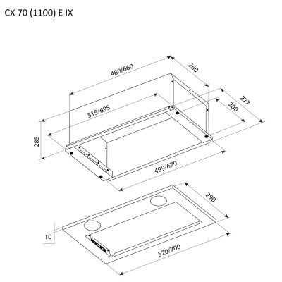 Витяжка кухонна Pyramida CX 70 (1100) E IX
