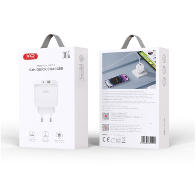 Зарядний пристрій XO L138 48W USB-C PD30W + USB-A QC18W White (L138_White)