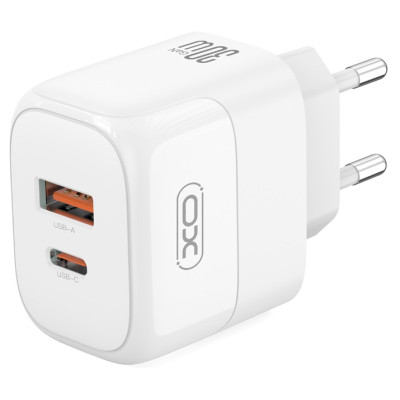 Зарядний пристрій XO L138 48W USB-C PD30W + USB-A QC18W White (L138_White)