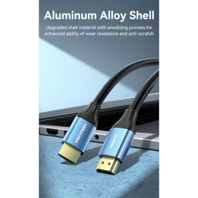 Кабель мультимедійний HDMI to HDMI 10.0m V2.0 4K 60Hz Aluminum Alloy Blue Vention (ALHSL)
