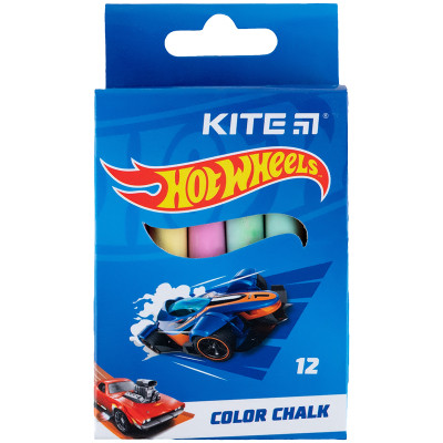 Крейда Kite кольорова Jumbo Hot Wheels, 12 кольорів (HW24-075)