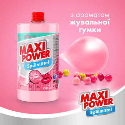 Засіб для ручного миття посуду Maxi Power Бабл Гам запаска 1000 мл (4823098411970)