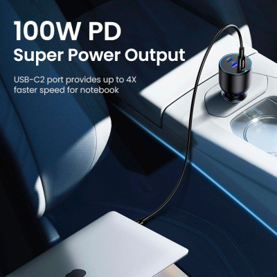 Зарядний пристрій Ugreen 3xUSB 130W (2xUSB-C+USB-A) QC 3.0 black (CD293) (90413)