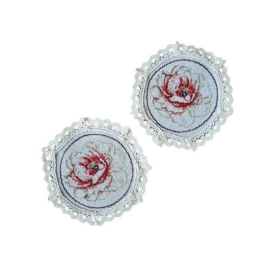 Серветка на стіл Прованс набір під чашку Троянда D-14 см 2 шт (4823093438880)