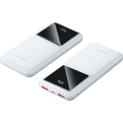 Батарея універсальна Vention 10000mAh 22.5W 3A PD, QC/3.0, LED Display, White (FHKW0)