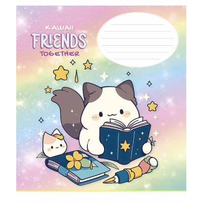 Зошит Школярик Kawaii Friends 12 аркушів клітинка (012-3422K)