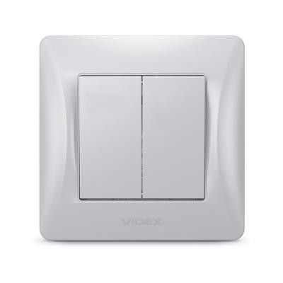 Вимикач Videx BINERA 2кл срібний шовк (VF-BNSW2-SS)