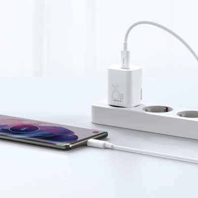 Зарядний пристрій Baseus Super Si Quick Charger 1C White (CCSP020102)