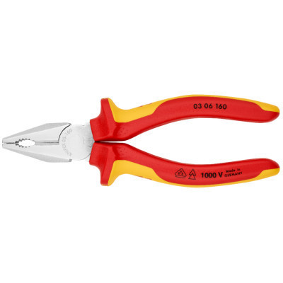 Плоскогубці KNIPEX комбіновані діелектричні VDE (03 06 160)