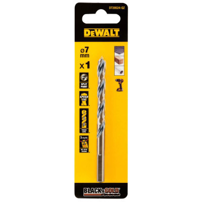 Свердло DeWALT по металу Black &amp; Gold, HSS-G, 7 х 109 х 69 мм (DT20524)