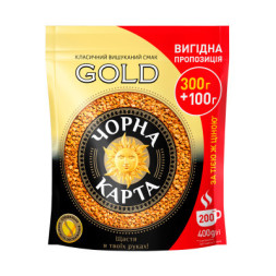 Кава ЧОРНА КАРТА розчинна 400г, пакет,&quot;Gold&quot; (ck.51051)