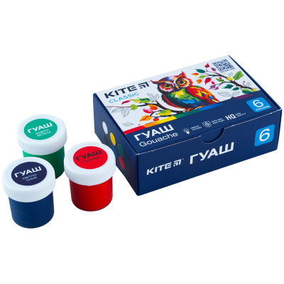 Гуашеві фарби Kite Classic 6 кольорів х 20 мл (K-062)