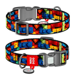 Нашийник для тварин WAUDOG Nylon з QR паспортом &quot;Блоки&quot; пластиковий фастекс L (282-4056)
