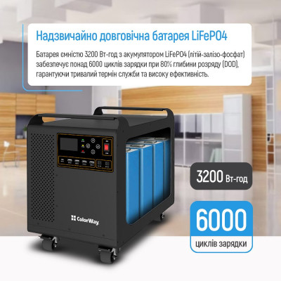 Зарядна станція ColorWay 3000W, 3200Wh (CW-PR-3K3W-01)