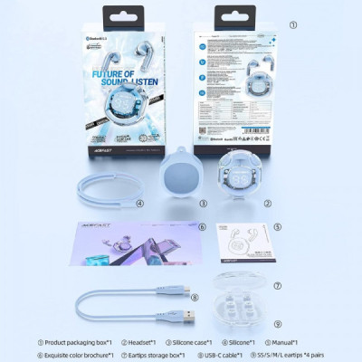 Навушники Acefast T8 Ice Blue (6974316282235)