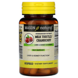 Трави Mason Natural Що очищає комплекс для печінки і нирок, Milk Thistle &amp; Cranb (MAV-13515)