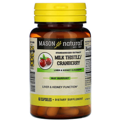 Трави Mason Natural Що очищає комплекс для печінки і нирок, Milk Thistle &amp; Cranb (MAV-13515)