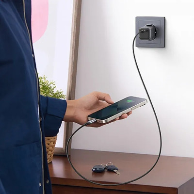Зарядний пристрій Ugreen 1xUSB 30W (USB-C) Gan PD Nexode Mini + PD cable Grey CD319 (25257)