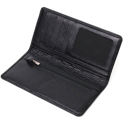 Гаманець Bond Accessories З натуральної зернистої шкіри Чорний (21983)