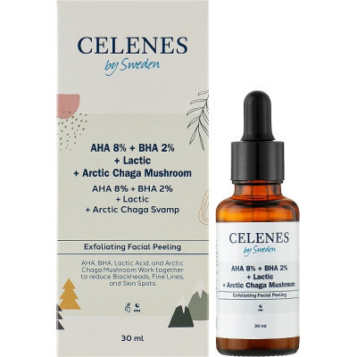 Сироватка для обличчя Celenes AHA 10% + BHA 2% + Lactic + Arctic Chaga Mushroom 30 мл (7350104249472)