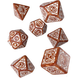 Набір кубиків для настільних ігор Q-Workshop Steampunk Clockwork Caramel white Dice Set (7 шт) (SSTC72)