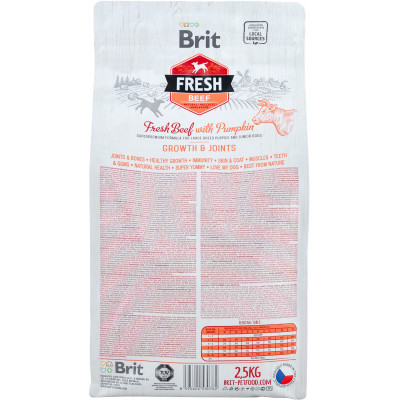 Сухий корм для собак Brit Fresh Beef/Pumpkin Puppy Large 2.5 кг (8595602530762)