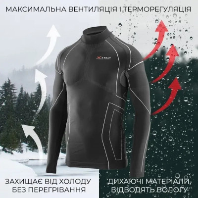 Термокофта X-Tech Maglia Race 3 Munica Lunga lupetto Nero L/XL (Maglia_Race3_Lupetto_L/XL)