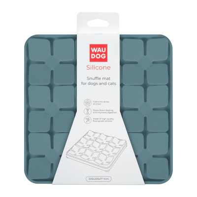 Універсальний посуд для тварин WAUDOG Silicone Килимок для пошуку корму 20х20х1.7 см сірий (235111)