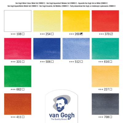 Акварельні фарби Royal Talens Van Gogh 12 кольорів + пензлик (8712079049003)